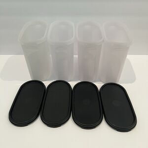 Tupperware Set Of 4 Modular Mates Oval #3 Black Seal Lid 7.25 Cup Storage